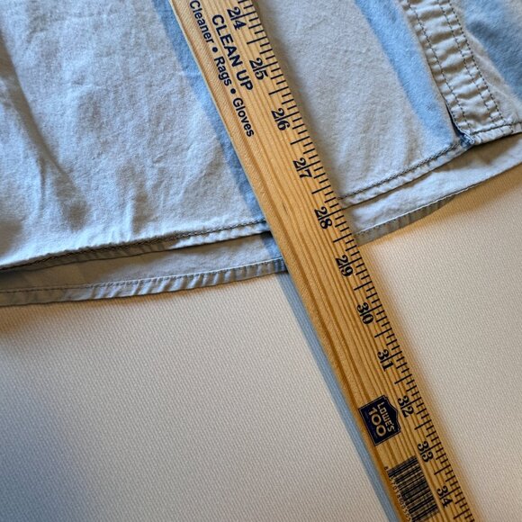 Antik Denim Button Up Patch Shirt Mens Large Blue Long Roll Tab Sleeves Patches - Picture 9 of 13